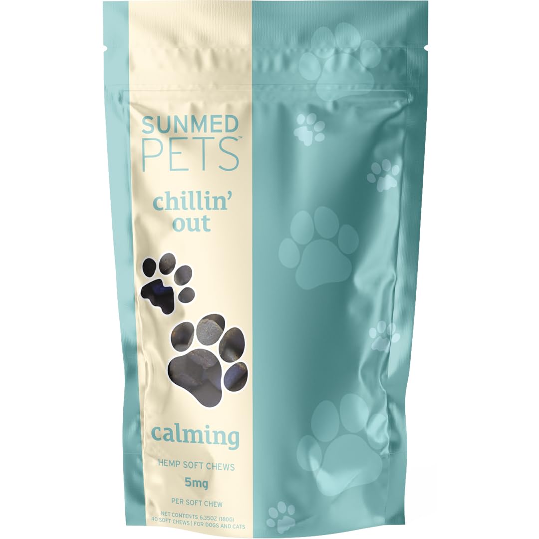 Sunmed Chillin Out Hemp Dog Products with Chamomile & L-Tryptophan - Treats Provide Gentle Relaxation During Stressful Situations 40 Count