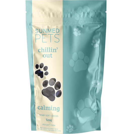 Sunmed Chillin Out Hemp Dog Products with Chamomile & L-Tryptophan - Treats Provide Gentle Relaxation During Stressful Situations 40 Count